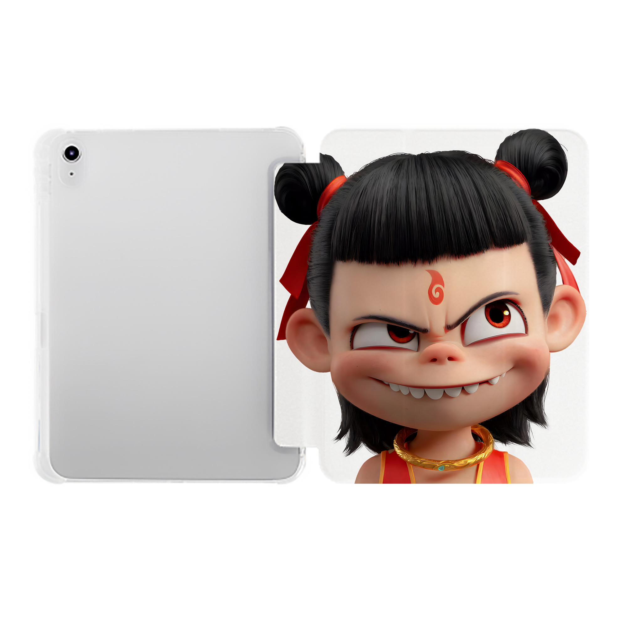 （画像用） Ne Zha 2 ナタ 魔童の大暴れ IPad ケース ペン収納付き 三つ折りスタンド PUレザー×シリコン 対応機種9.5/10.5/10.9インチ